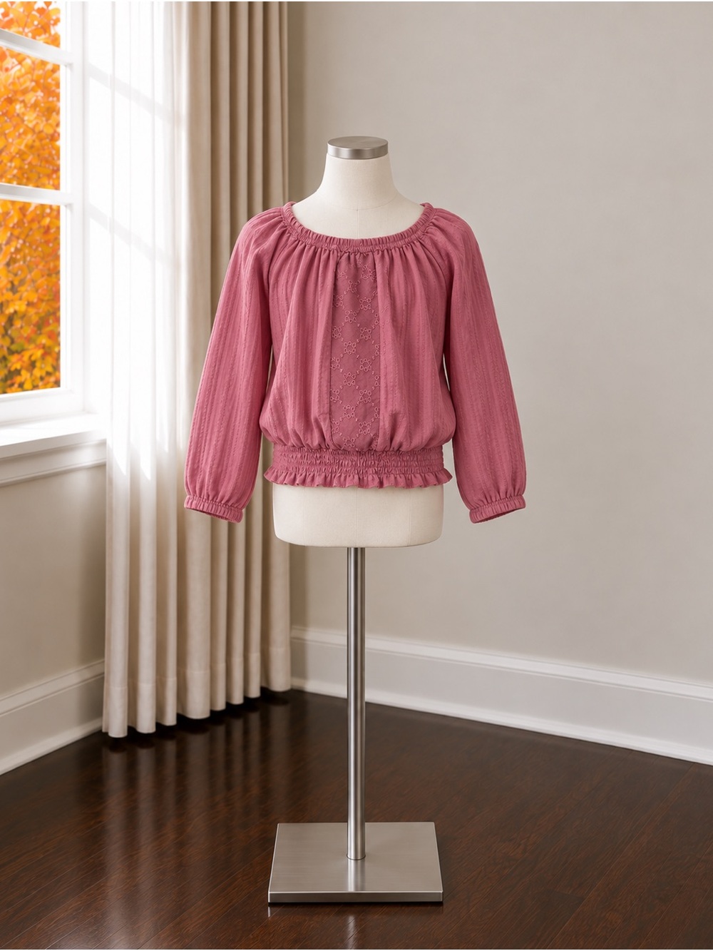 OshKosh B'gosh Rose Pink Smocked-Waist Blouse